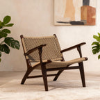 Zara Chocolate Rattan Accent Chair With Armrest - MOOAZAA