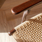 Zara Chocolate Rattan Accent Chair With Armrest - MOOAZAA