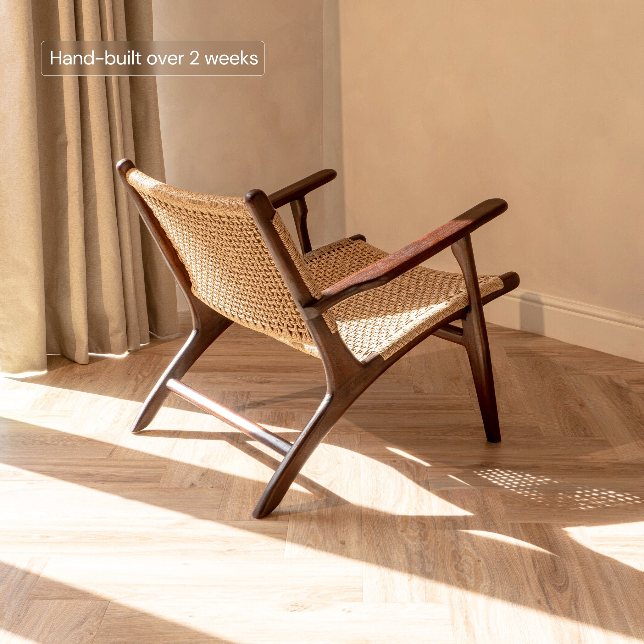 Zara Chocolate Rattan Accent Chair With Armrest - MOOAZAA