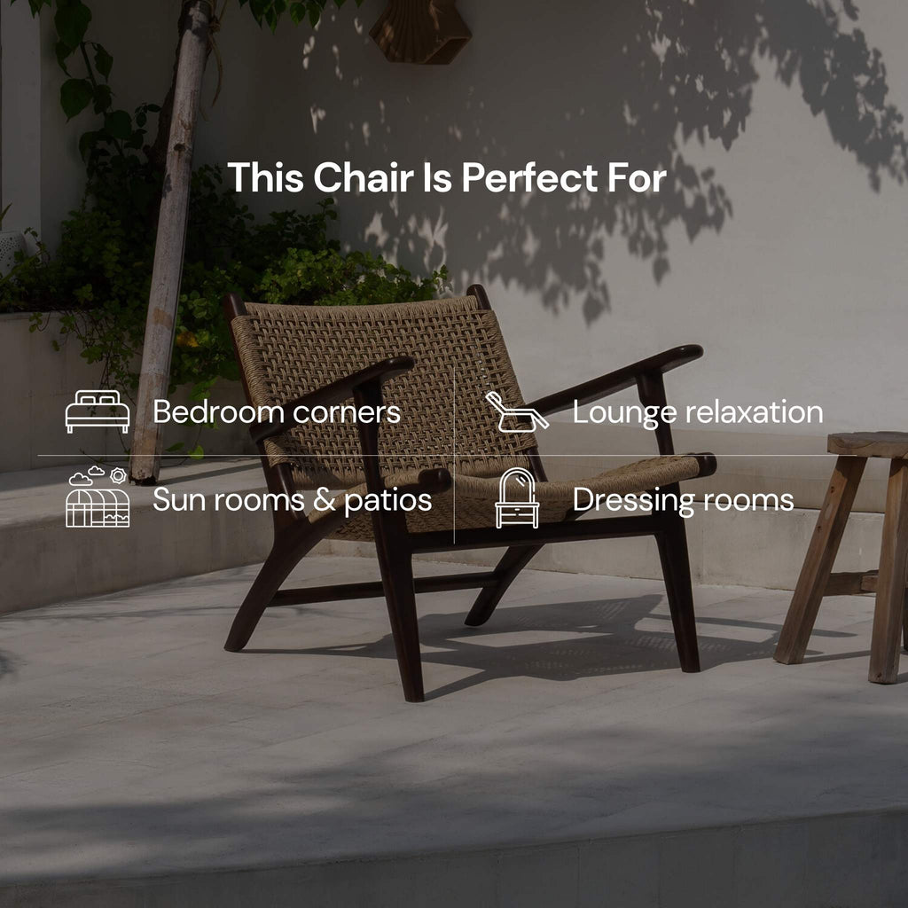 Zara Chocolate Rattan Accent Chair With Armrest - MOOAZAA