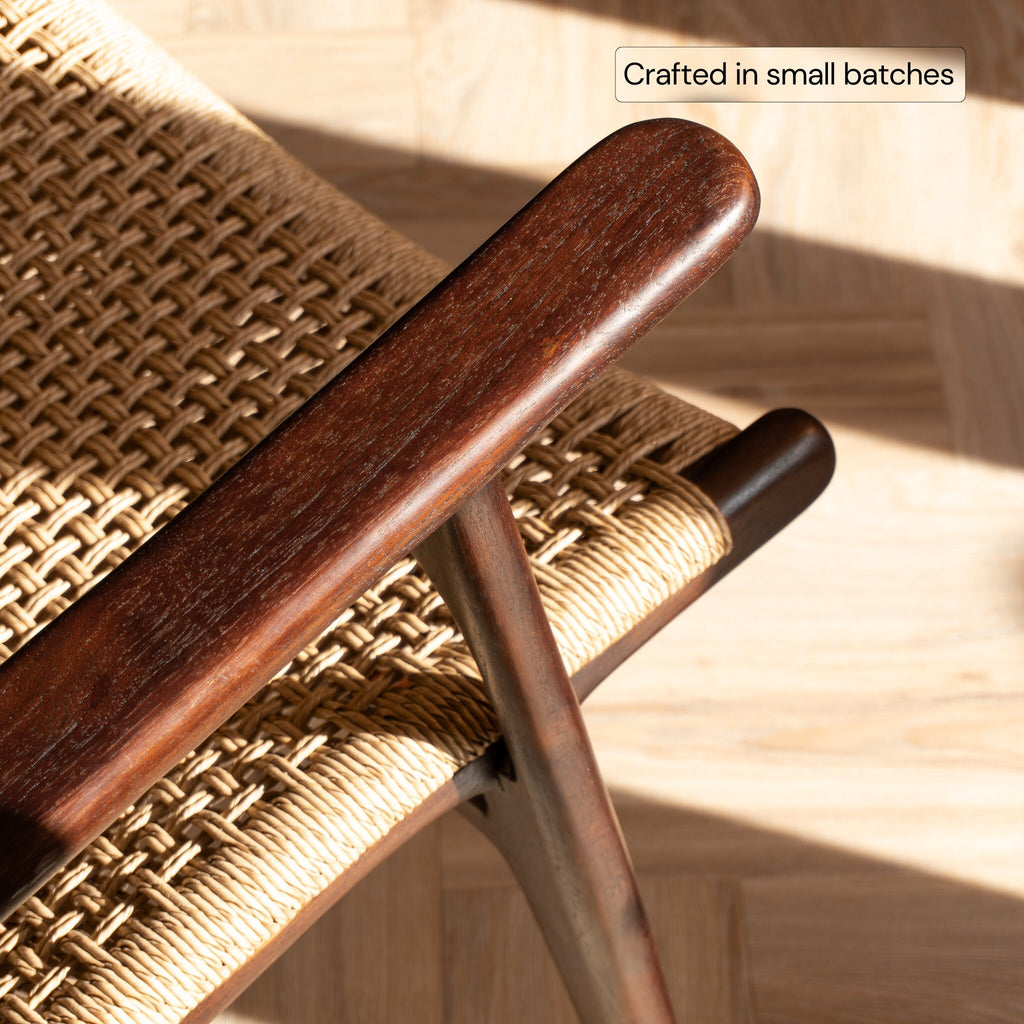 Zara Chocolate Rattan Accent Chair With Armrest - MOOAZAA